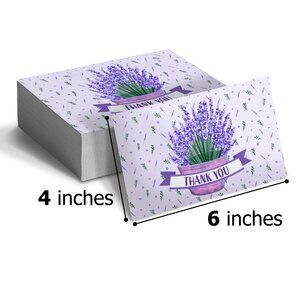 20 4x6 Lavender Insert Thank You Cards